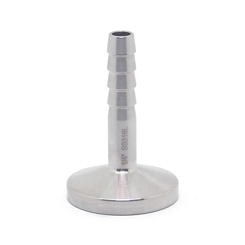QMINOX 1/4" Tri Clamp Hose Barbed Adapter SS316 with Flange 25.2mm Sanitary Hose Pipe Fitting