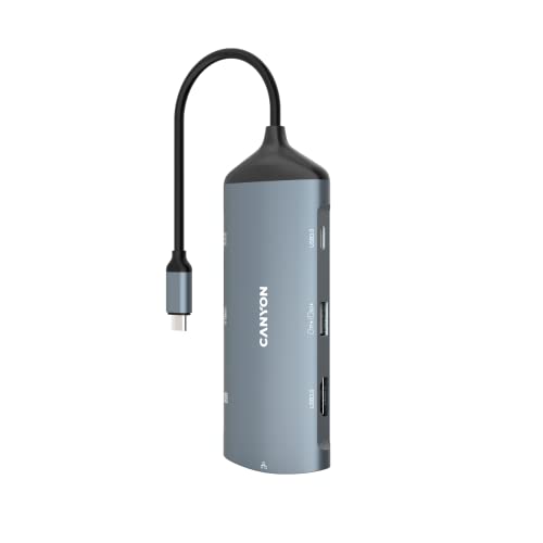 CANYON DS-15 Type-C Hub USB 3.2 Gen 1 élégant en aluminium gris