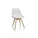 Produktbild hjh OFFICE 661009 Esszimmerstühle 4er Set Scandi Kunststoff Weiß Massivholz Beine Buche, Stuhl gepolstert Retro-Design
