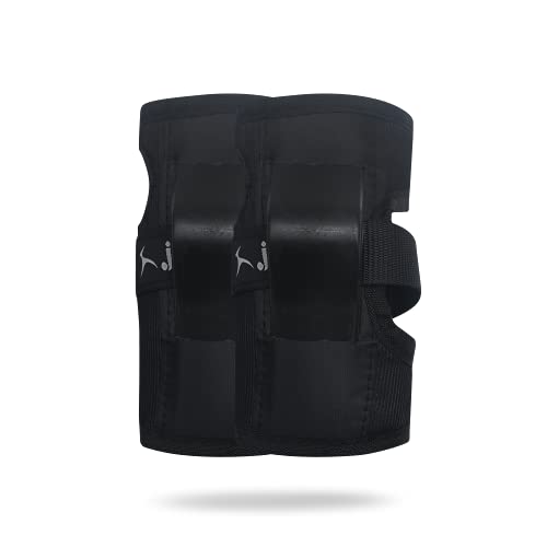 Image of JJ Jonex Skating Guard, Protective Skating Guard Kit | Skate, Cycling Protection Set | Multi Sport Gear for Children Age 5-16 Years, Helmet Elbow Guards Knee Caps & Hand Gloves (Black-Blue, Small)