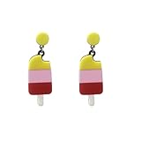 Ipetboom Pendientes De Helado Gota Oído De Gota Plateada De Mujer Bloques De Color Plata Pendientes De Plata Mujer Para Uso Diario Combinable