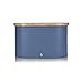 Swan Nordic Panera de Mesa para Guardar, Tapa Tabla de Cortar de Bambú, Contenedor de Acero al Carbono para Almacenamiento de Pan y Bollería, Bread Bin, Diseño Moderno, Azul, Talla única