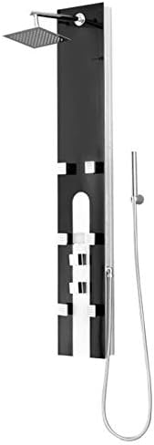 Luxier SP30-GS 64" Aluminum Safety Tempered Glass Rainfall Shower Panel Rain Massage Tower System Pressure-balanced Faucet with Jets