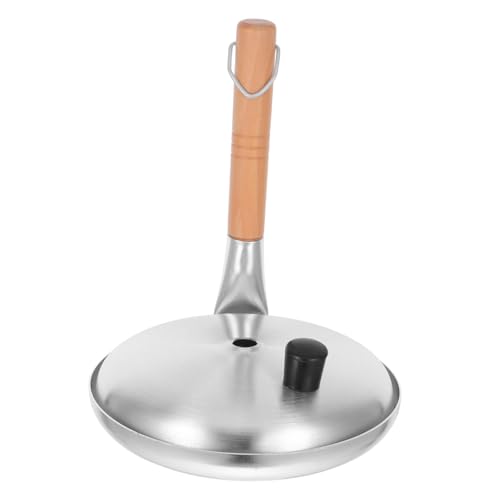 Lurrose Sartén para Tortilla con Mango Vertical de Madera y Tapa de Aluminio Olla Antiadherente para Freír Huevos y Cocina Japonesa Oyakodon para Cocina Gas Inducción