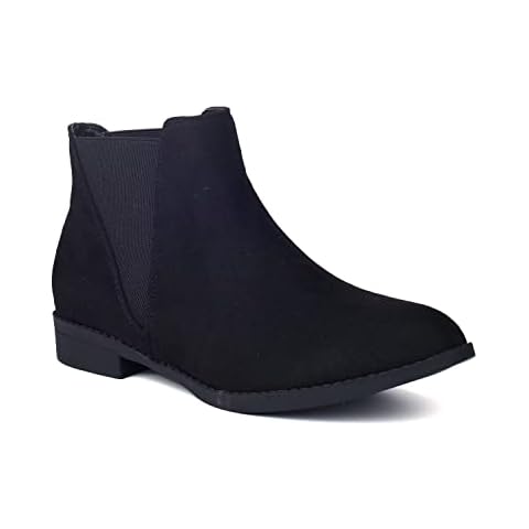 ComeShun Classic Chelsea Boots Low Block Heels Comfort Ankle Boots Black Size 6 Cover
