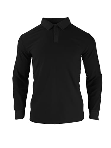 Men's Waffle Knit Long Sleeve Polo Shirt Spread Collar Button Up Polo Shirts for Men3