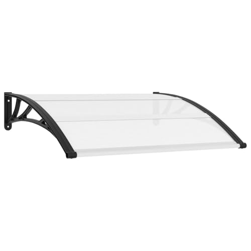 Xichuzi Marquesina para Puerta, Tejadillo De Exterior, Marquesina Puerta Exterior, Toldo para Puerta Exterior, PC Negro y Transparente 120x80 cm