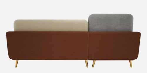 Image of Polyester Velvet Contemperory Sofa Set with Cushion Chaise Lounge, Sectional Sofa Perfect for Your Living Room,Guests Room & Office. (Brown & Beige, RHS 4 Seater)