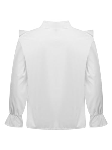 Children Girls Long Sleeve Button Down Shirts White School Uniform Fashion Ruffled Blouse Summer Spring Tops2