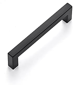 Ravinte 1 Pack 5 Inch Kitchen Square Cabinet Handles Matte Black Cabinet Pulls Black Drawer Pulls Kitchen Cabinet Hardware Kitchen Handles for Cabinets Cupboard Handles Drawer Handles