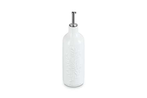 Le Creuset Stoneware Olive Branch Collection Oil Cruet, 20 oz., White