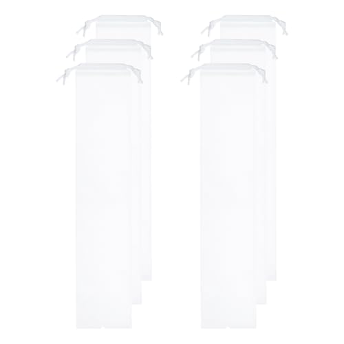 sourcing map 6pcs Umbrella Bags 25.2x4.3 Wet Umbrella Sleeve Cover Reusable Folding Umbrella Storage Bag with Drawstring for Folding Travel Umbrellas, White