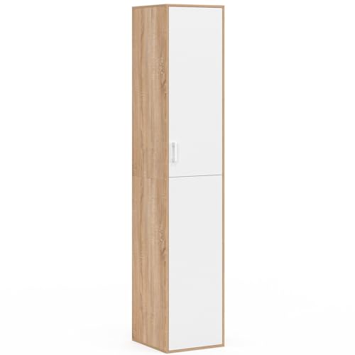 IDMarket - Büroschrank, 180 cm, multifunktional, Sylvia, Weiß und Holz, 1...
