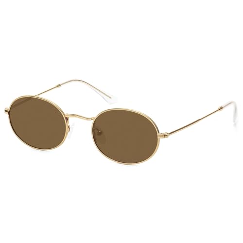 Small Retro Oval Sunglasses for Women Men Trendy Metal Sun Glasses Classic Shades FZN903