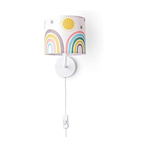 Paco Home Wandlampe Kinderzimmer Bunt Wandleuchte Junge Mädchen Kinderzimmer E14 Kariert Regenbogen Babyzimmer Cover
