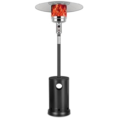 Hykolity 50,000 BTU Propane Patio Heater with Table Design, Stainless Steel Burner, Triple Protection System, Wheels, Outdoor Heaters for Patio, Garden, Commercial and Residentia, Black