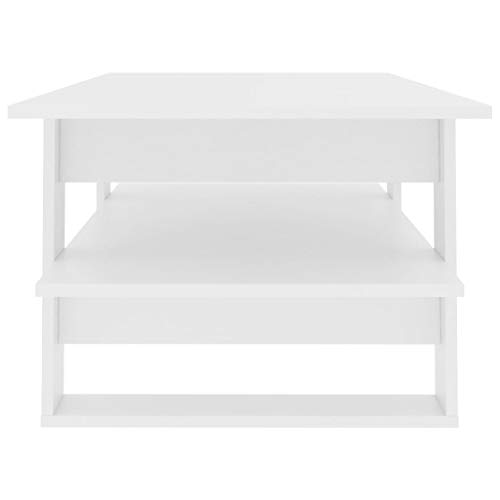 Mesa de centro de aglomerado blanco resistente de 110x55x42 cm moderna 7