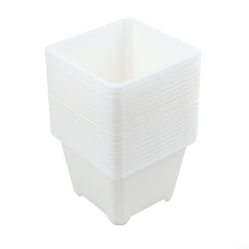 Vasi quadrati in plastica da 8 cm, impilabili, con drenaggio, traspirante, per il controllo delle radici, piccoli contenitori da giardinaggio per balcone, patio esterno, bianco e nero, per mini