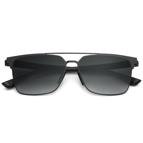 Dollger DG496-2025 Men's Polarized Square Sunglasses UV400 Protection, Metal Frame Nylon Lenses Stylish Anti-Glare（Black to Gray）2