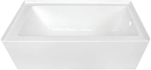 KINGSTON BRASS VTDE603122R 60-Inch Contemporary Alcove Acrylic Bathtub with Right Hand Drain and Overflow Holes, White
