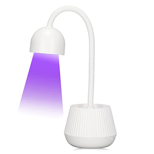 Lampara uñas semipermanentes,lampara uv led uñas de secado rápido de 24 W con 8 chips de luz, lámpara de uñas ajustable de 360°, secador de uñas de cuello de cisne giratorio