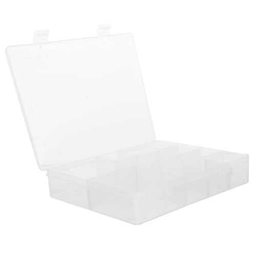 TOVINANNA Clear Plastic Organizer Box with Dividers 14 Compartment Storage for Jewelry Beads Makeup Tools