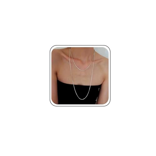 Inateannal Collar de Serpiente Italiano Redondo de Cadena Larga en Capas Minimalista - Oro