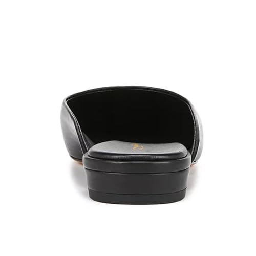 Tang'scuisins Women Closed Square Toe Mule Pumps Slip on Low Chunky Heel Flats Comfortable Casual Daily Shoes Size 4-16 US2