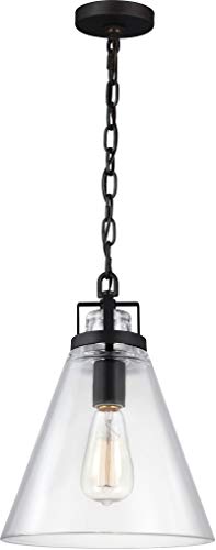 Super Deal Product Feiss P1370ORB Frontage Blown Glass Pendant Lighting, Bronze, 1-Light (10"Dia x 13"H) 60watts