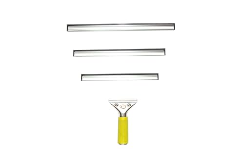 DOCAZOO Telescopic Pole for Cleaning - Window Cleaning Kit, Ceiling Cleaning, Feather Duster, Snow Removal, Window Squeegee, High Reach Indoor & Outdoor Kit - (10" 12" 14" Squeegee Blades)