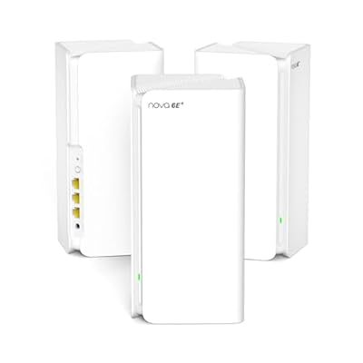 Tenda Nova MX21 Pro 3-Pack AXE5700 Tribanda Mesh WiFi 6E Sistema para Toda la Casa WiFi 6 Mesh de hasta 360㎡ 9 Puertos Gigabit 70 Dispositivos Conectados Configuración con un Clic