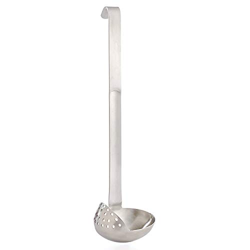 HIC Harold Import Co HIC Straining Ladle with Long Handle 188 Stainless Steel 3-Ounce Capacity