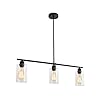 LWYTJO Pendant Lighting for Kitchen Island, 3 Lights Pendant Lights Black, Modern Farmhouse Chandelier with Glass Shades, Light Fixtures Ceiling Hanging For Living & Dining Room Bedroom Entryway Foyer