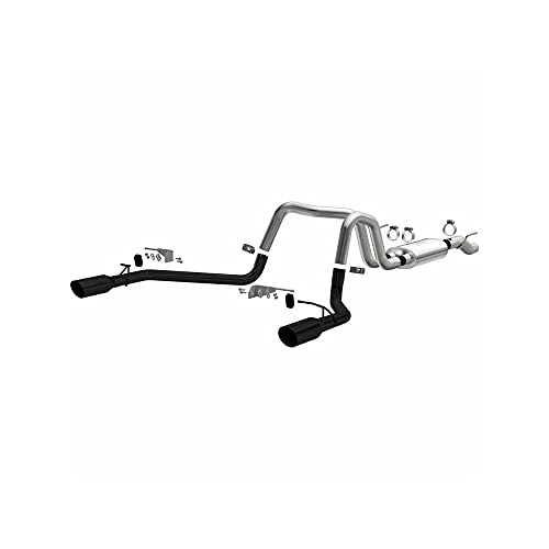 MagnaFlow Cat-Back Performance Exhaust System Street Series Kit 19562 - Designed for the 2021-2022 Ford F-150 - Stainless Steel 3in Main Piping, Dual Split Rear Exit, Black Coated 4in Exhaust Tip