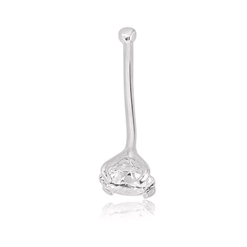 Image of AVORA 14K Gold Simulated Diamond CZ Nose Ring Stud - 1.5mm,2mm and 3mm (20 Gauge)