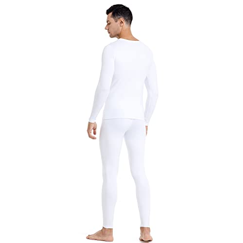 Image of PISIQI Thermal Underwear Men Ultra-Soft Long Johns Set with Fleece Lined Base Layer Winter Skiing Warm Top & Bottom Black