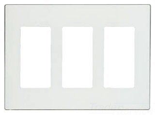 Leviton 80311-SW 3-Gang Decora Plus Wallplate Screwless Snap-On Mount, White, 10-Pack