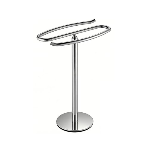 LYFHYSDSP Toallero de Pie de Acero Inoxidable, Toalleros de Baño, el Diseño de Apertura en Forma de S es Antideslizante, Impermeable y Ahorra Espacio(Silver)