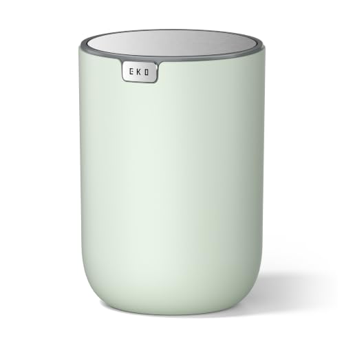 EKO Fandy 0.4 Gal/1.5L Mini Tabletop Trash Bin with Swing-Lid, Desktop Trash Can for Bathroom Countertop, Vanity, Coffee or Office, Small Garbage Bin (Sage)