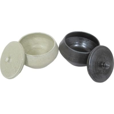 森と器シリーズ 蓋物2つ(ふた付き器)黒と白