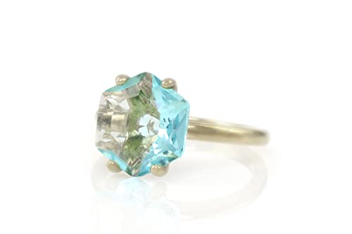 Bague en topaze bleue argent sterling fait main bijou artisanat