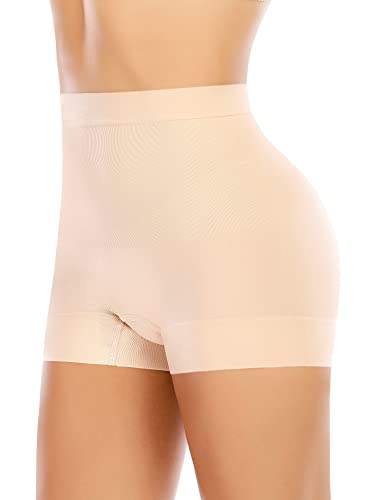 YARRCO Braga Faja Reductora Mujer Invisible Faja Pantalon Adelgazante Vientre Plano Braguitas Moldeadoras Shapewear Control de Abdomen Sin Costuras (Beige-Smooth,S)