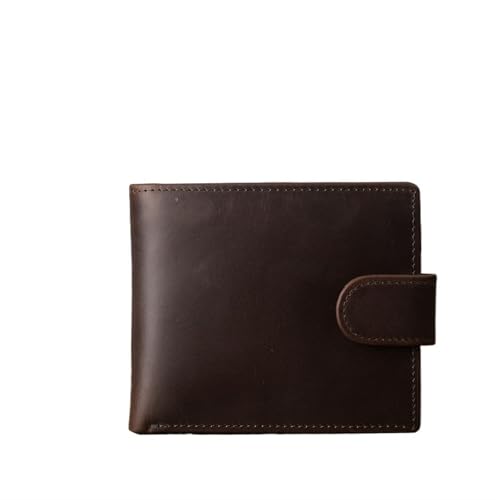 men's wallet Men's wallet short wallet first layer cowhide multi-card slots men's wallet coin purse(Darkbrown)