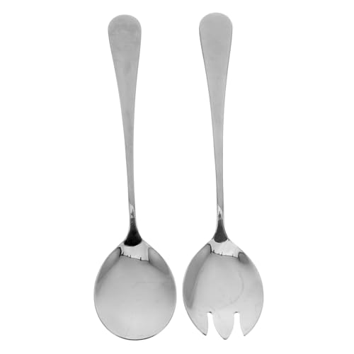 SOLUSTRE Fine Finish Salad Utensils Ergonomic Forks Spoons Set 2pcs Salad Serving Spoons for Adults Boys and Girls