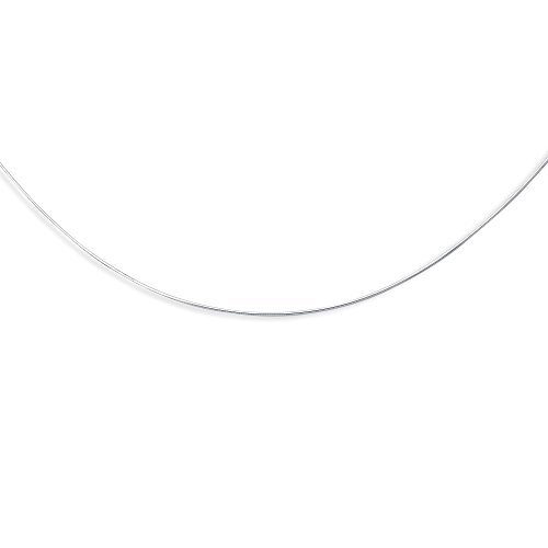 14K White Solid Gold Round Omega 1Mm Chain 18" Long Snake Necklace With Screw-Off-Lock #TOP20