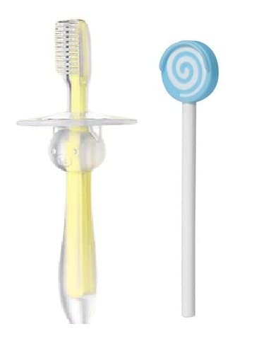 Image of (Baby Silicone Training Manual Toothbrush With Soft Bristles, Gum Massager & Anti-Choking Shield|Bpa Free Easy Grip Toothbrush For Babies /Kids /Toddlers-Pack Of 2 Multicolor)