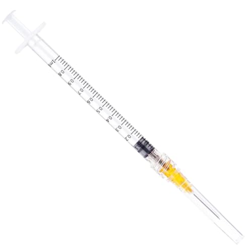 1ml Syringes with Needles 25G 5/8 inch, Lab Sample Injection Syringes for Industrial Scientific Labs, Liquids Measuring and Dispensing – 50 Pack/Box