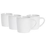 Argon Tableware Coloured Coffee Mugs - White - 350ml - Pack of 4 - Gloss Ceramic Stoneware Latte Cappuccino Cups Hot Chocolate Cups Colourful Mug Set with Handle