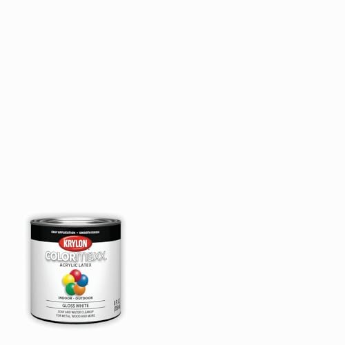 Image of Krylon K05612007 COLORmaxx Paint & Primer, Gloss, White, 1 /2 Pt