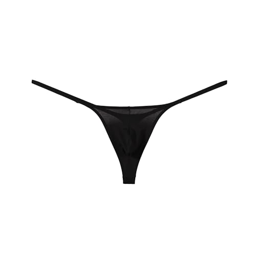 3 Pcs Men's Cotton Thongs - Sexy Outfits Sissy Seamless G-String Low Rise Bulge Contour Pouch Black/Black/Black(M-XXL)4